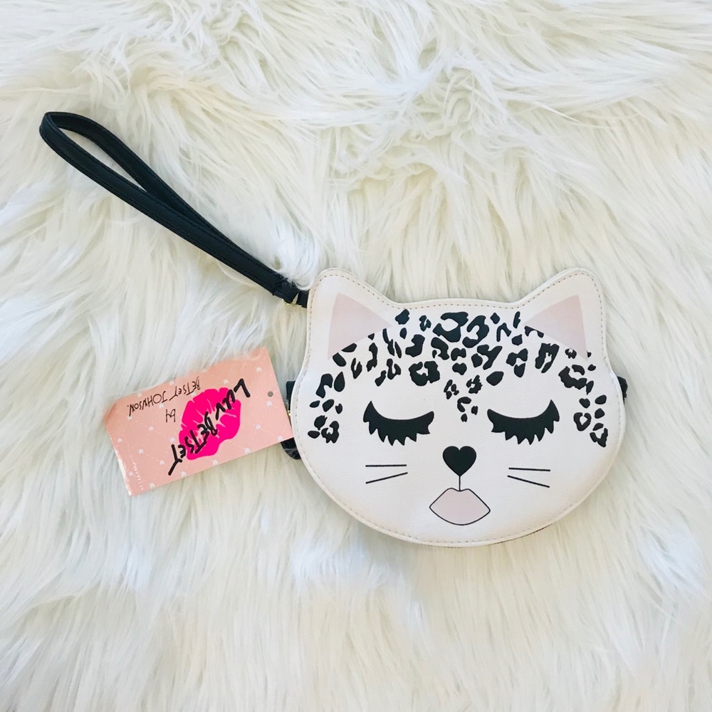 BETSEY JOHNSON Kitty Cat Leopard Print Wristlet